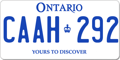 ON license plate CAAH292