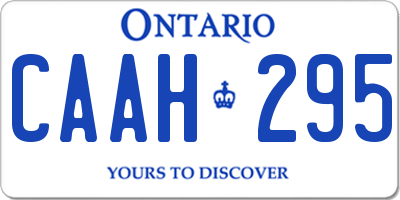 ON license plate CAAH295