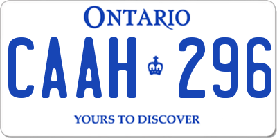 ON license plate CAAH296