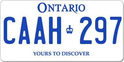 ON license plate CAAH297