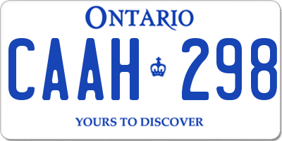 ON license plate CAAH298