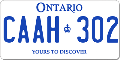 ON license plate CAAH302