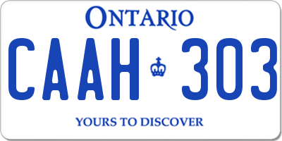 ON license plate CAAH303