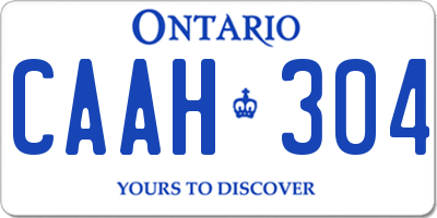 ON license plate CAAH304