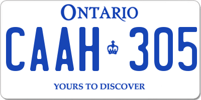 ON license plate CAAH305