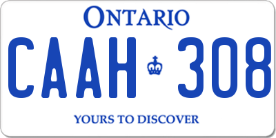 ON license plate CAAH308