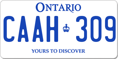 ON license plate CAAH309