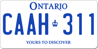 ON license plate CAAH311