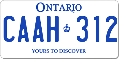 ON license plate CAAH312