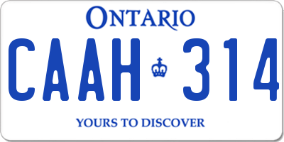 ON license plate CAAH314