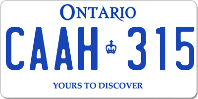 ON license plate CAAH315