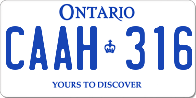 ON license plate CAAH316