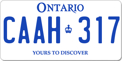 ON license plate CAAH317