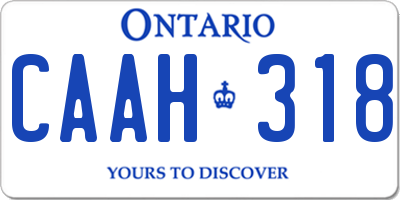 ON license plate CAAH318