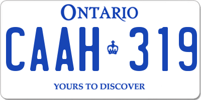 ON license plate CAAH319