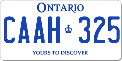 ON license plate CAAH325