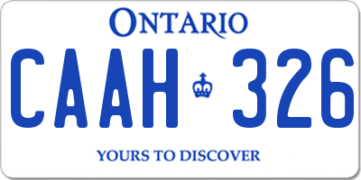 ON license plate CAAH326