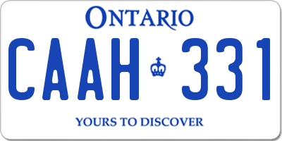 ON license plate CAAH331