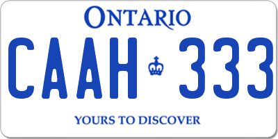 ON license plate CAAH333