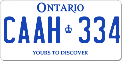 ON license plate CAAH334