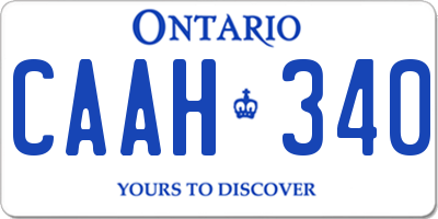 ON license plate CAAH340