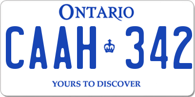 ON license plate CAAH342