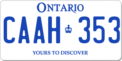 ON license plate CAAH353