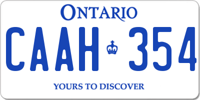 ON license plate CAAH354