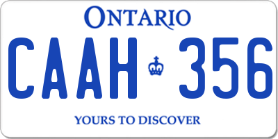 ON license plate CAAH356