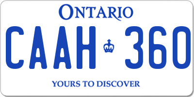 ON license plate CAAH360