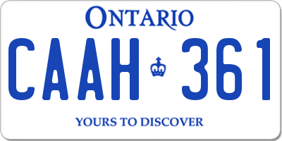 ON license plate CAAH361