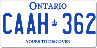 ON license plate CAAH362