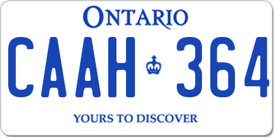 ON license plate CAAH364