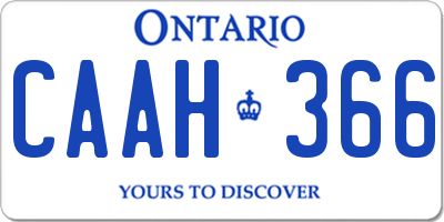 ON license plate CAAH366