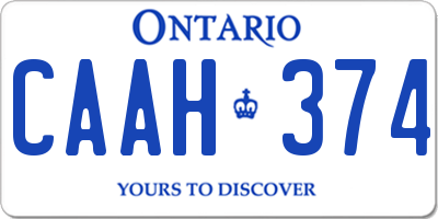 ON license plate CAAH374