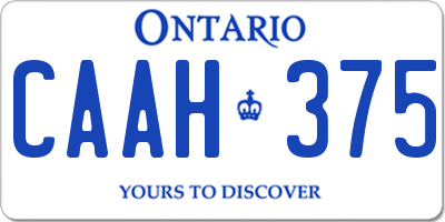 ON license plate CAAH375