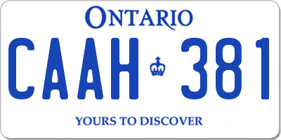 ON license plate CAAH381