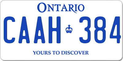 ON license plate CAAH384