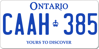 ON license plate CAAH385