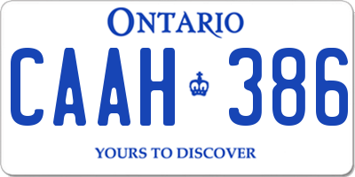 ON license plate CAAH386