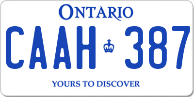 ON license plate CAAH387