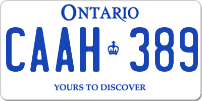 ON license plate CAAH389