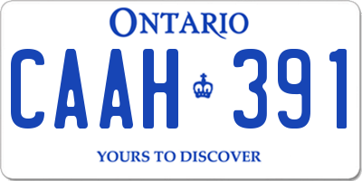 ON license plate CAAH391