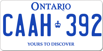 ON license plate CAAH392