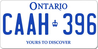 ON license plate CAAH396