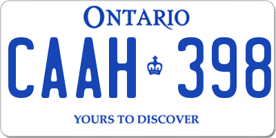 ON license plate CAAH398