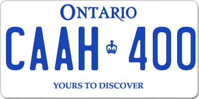 ON license plate CAAH400