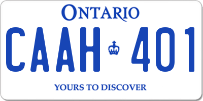 ON license plate CAAH401