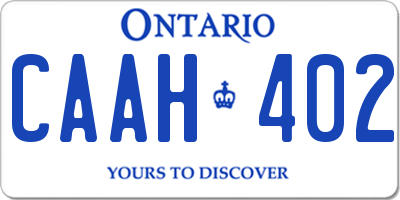 ON license plate CAAH402