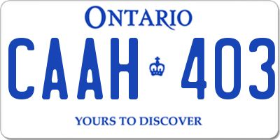 ON license plate CAAH403